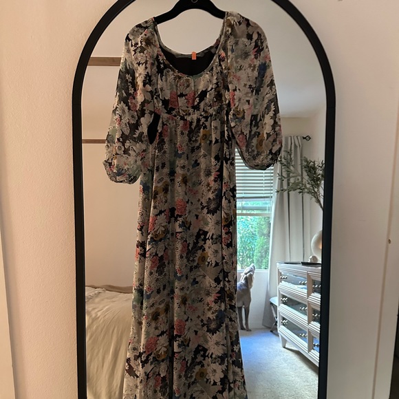 Anthro 12th St by Cynthia Vincent New Leaf Silk Maxi Cutout Dress 2 EUC - Picture 9 of 15